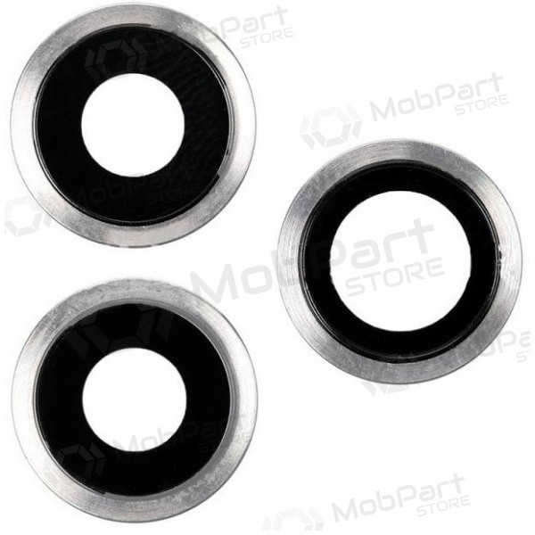 Apple iPhone 11 Pro / 11 Pro Max vetro della fotocamera (3pz) (d'argento) (con una cornice) Apple iPhone 11 Pro / 11 Pro Max vetro della fotocamera (3pz) (d'argento) (con una cornice)