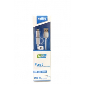 USB cavo Tellos TPE 2in1 microUSB - Lightning (d'argento) 1.2m