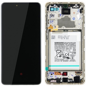 Samsung Galaxy A72 schermo / display (bianca) (con una cornice) (originale)
