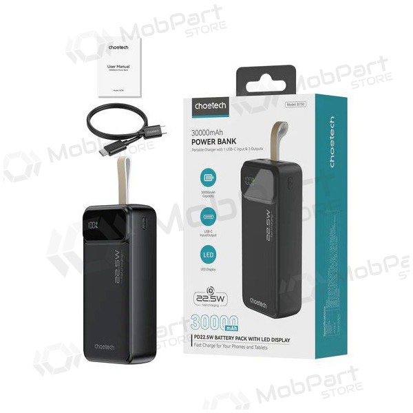 Batteria esterna Power Bank Choetech B730 22.5W 30000mAh nero Batteria esterna Power Bank Choetech B730 22.5W 30000mAh nero