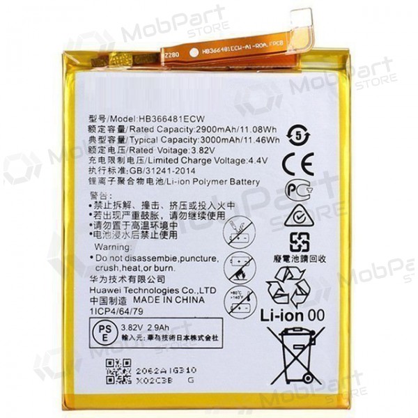 Huawei P9 / P9 Lite / P10 Lite / P20 Lite / P8 Lite 2017 / P smart / Honor 8 / Honor 5c / Honor 7 Lite / Y6 2018 / Y7 2018 (HB366481ECW) batteria / accumulatore (3000mAh) Huawei P9 / P9 Lite / P10 Lite / P20 Lite / P8 Lite 2017 / P smart / Honor 8 / Honor 5c / Honor 7 Lite / Y6 2018 / Y7 2018 (HB366481ECW) batteria / accumulatore (3000mAh)