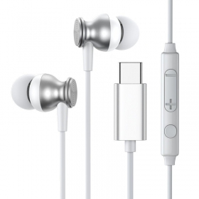 Ausinės Joyroom JR-EC04 Type-C d'argentos