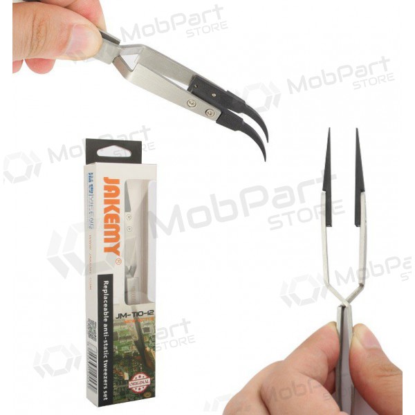 Pinzetta antistatica in metallo Jakemy JM-T10-12 ESD (replaceable head)