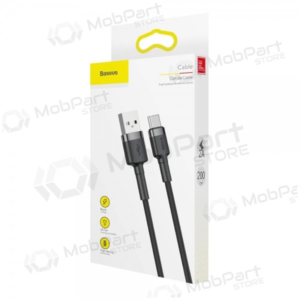 Cavo USB Baseus Cafule Type-C 2.0m 2.0A (grigio-nero) CATKLF-CG1