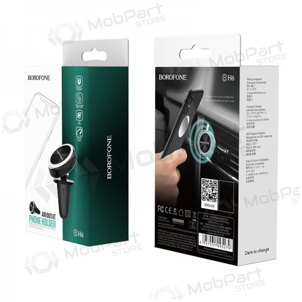 Automobilinis universale telefono laikiklis Borofone BH6, tvirtinamas ant ventiliacijos grotelių, magnetinis, nero Automobilinis universale telefono laikiklis Borofone BH6, tvirtinamas ant ventiliacijos grotelių, magnetinis, nero