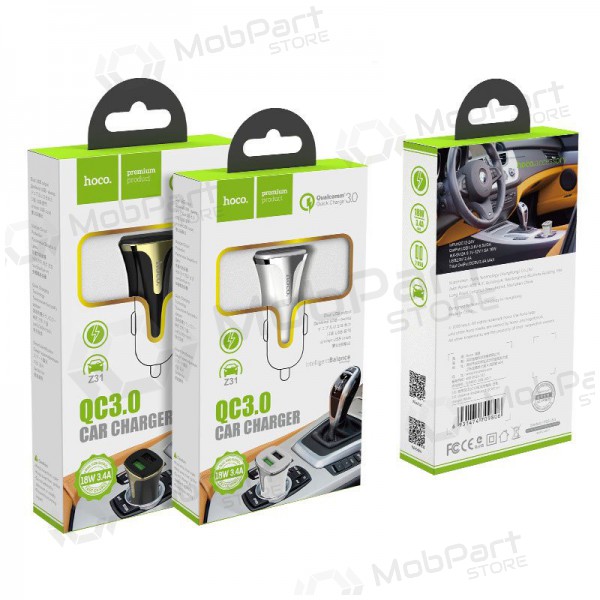 Caricatore automobilinis Hoco Z31 Quick Charge 3.0 (3.4A) x 2 USB (nero)