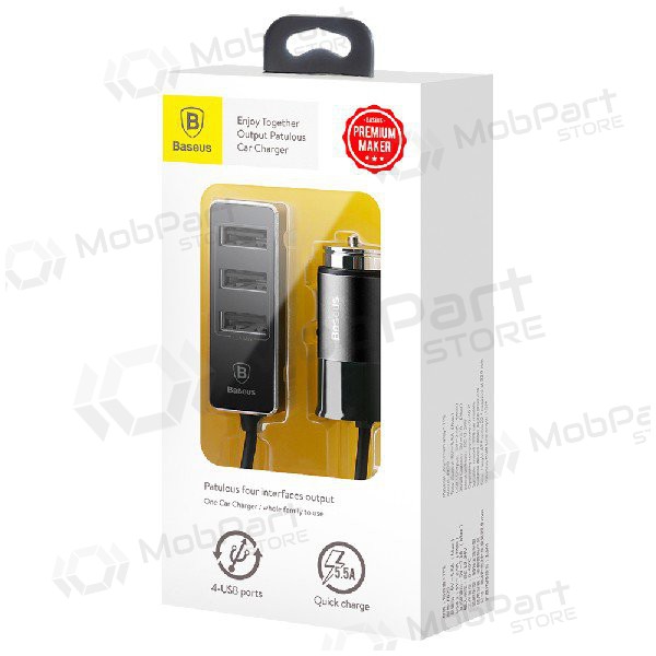 Caricatore per auto Baseus CCTON-01 (4xUSB 5.5A) (nero)
