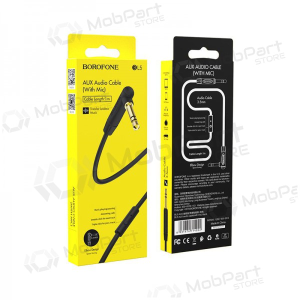 Audio adattatore 3,5mm į 3,5mm Borofone BL5 AUX (nero) Audio adattatore 3,5mm į 3,5mm Borofone BL5 AUX (nero)
