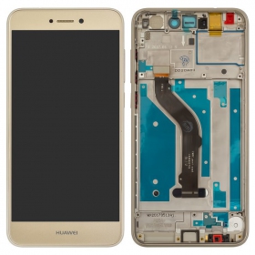 Huawei P8 Lite 2017 / P9 Lite 2017 / Honor 8 Lite schermo / display (d'oro) (con una cornice) (usato grade B, originale)