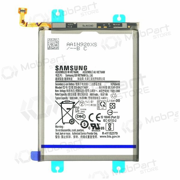 Samsung A125 A12 / A127 A12S / A217 A21s / M127 M12 / A135 A13 (EB-BA217ABY) batteria / accumulatore (4900mAh) (service pack) (originale) Samsung A125 A12 / A127 A12S / A217 A21s / M127 M12 / A135 A13 (EB-BA217ABY) batteria / accumulatore (4900mAh) (service pack) (originale)