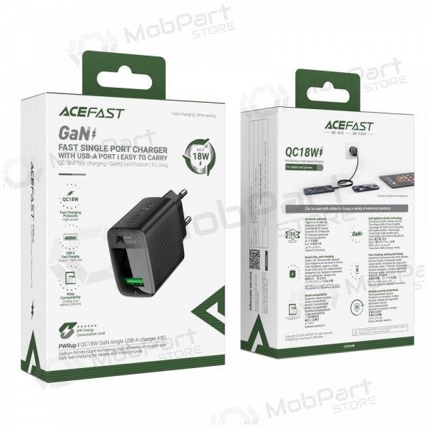 Caricatore Acefast A90 18W USB-A nero