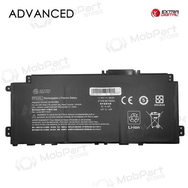 HP PP03XL, 3400mAh batteria del computer portatile, Advanced HP PP03XL, 3400mAh batteria del computer portatile, Advanced
