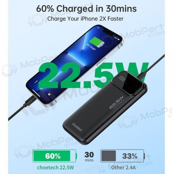 Batteria esterna Power Bank Choetech B728 22.5W 10000mAh nero Batteria esterna Power Bank Choetech B728 22.5W 10000mAh nero