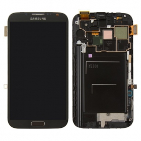Samsung N7100 Galaxy Note 2 schermo / display (nero) (con una cornice) (service pack) (originale)