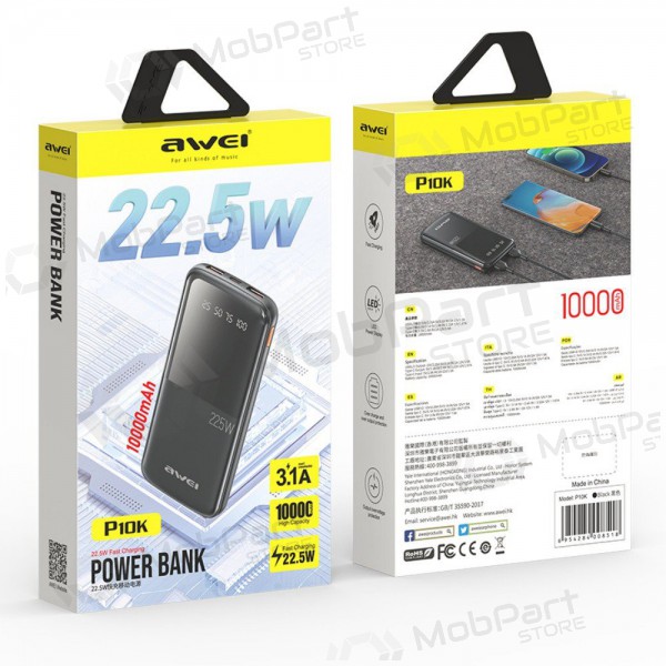 Batteria esterna Power Bank Awei P10K 22.5W 10000mAh nero