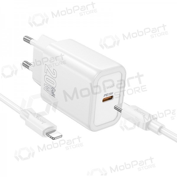 Caricatore Hoco N60 20W GaN USB-C + USB-C to Lightning cable 1.0m bianca