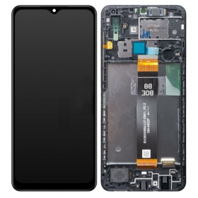 Samsung Galaxy A02 schermo / display (nero) (con una cornice) (originale)