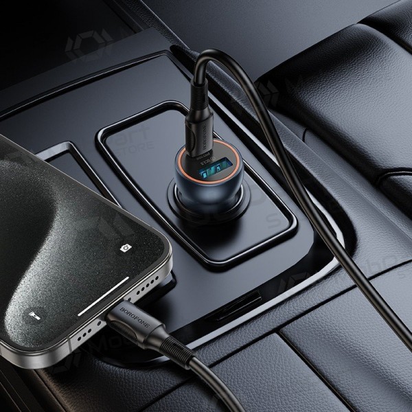 Caricatore per auto Borofone BZ32A USB-C/USB-A 30W grigio