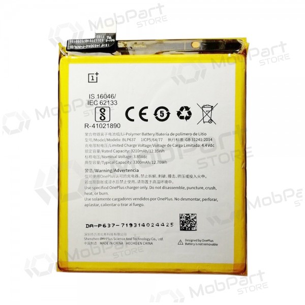 OnePlus 5T (BLP637) batteria / accumulatore (3300mAh) OnePlus 5T (BLP637) batteria / accumulatore (3300mAh)