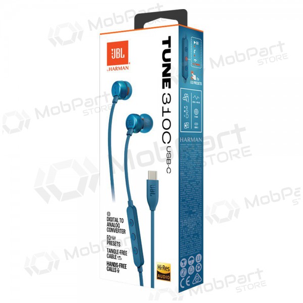 Ausinės JBL Tune 310C USB-C mėlynos