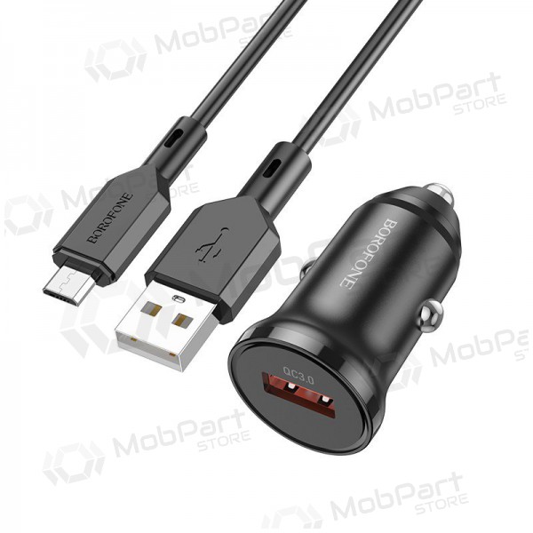 Caricatore automobilinis Borofone BZ18 Quick Charge 3.0 18W + MicroUSB (nero)