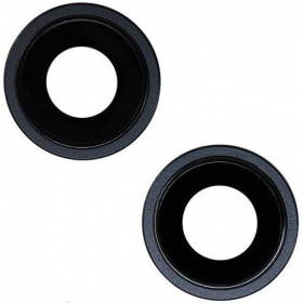 iPhone 14 / 14 Plus vetro della fotocamera (2pz) (nero) (con una cornice)