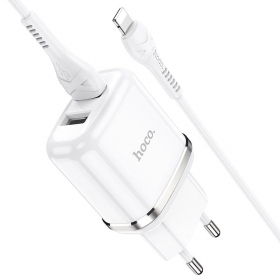 Caricatore Hoco N4 X 2 USB  jungtimis + Lightning (2.4A) (bianca)