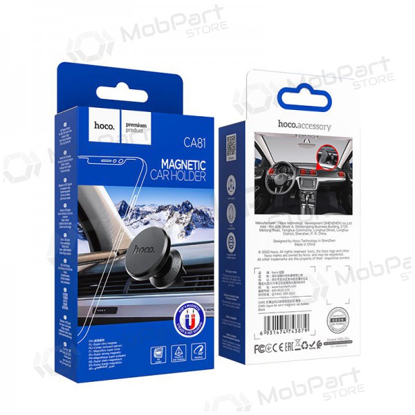 Automobilinis universale telefono laikiklis Hoco CA81 tvirtinamas į ventiliacijos groteles, magnetinis, nero