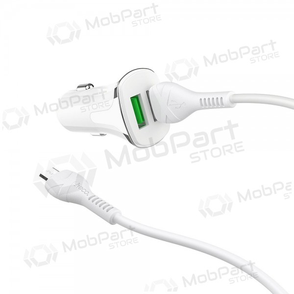 Caricatore automobilinis Hoco Z31 Quick Charge 3.0 (3.4A) x 2 USB + microUSB (bianca)