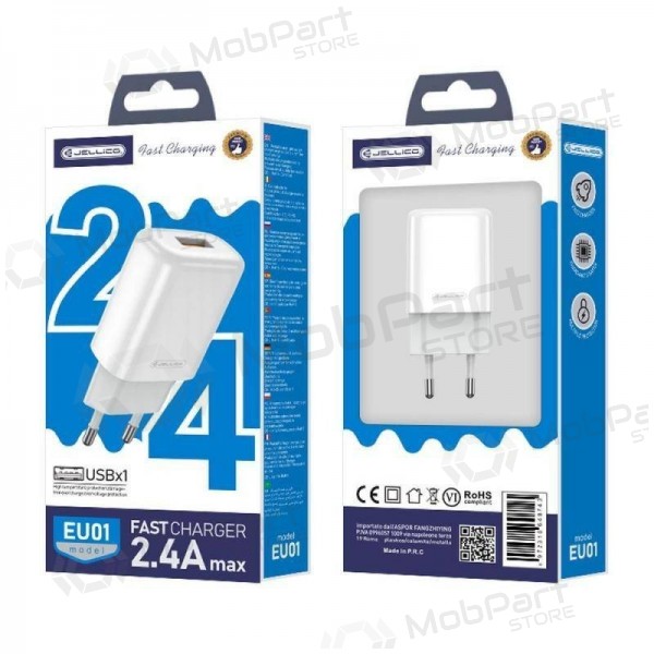 Caricatore buitinis Jellico EU01 2.4A USB bianca