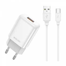 Caricatore buitinis Jellico EU01 2.4A USB + Type-C bianca