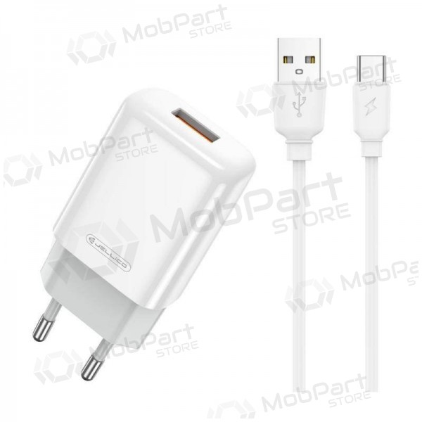 Caricatore buitinis Jellico EU01 2.4A USB + Type-C bianca