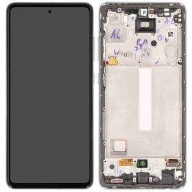 Samsung Galaxy A52 schermo / display (bianca) (con una cornice) (originale)
