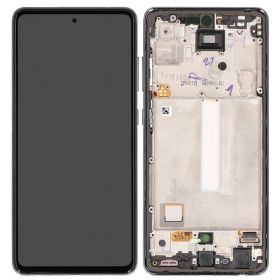 Ekranas Samsung A525/A526 A52 4G/5G 2021 su lietimui jautriu stikliuku e rėmeliu Awesome Black OLED (real size)