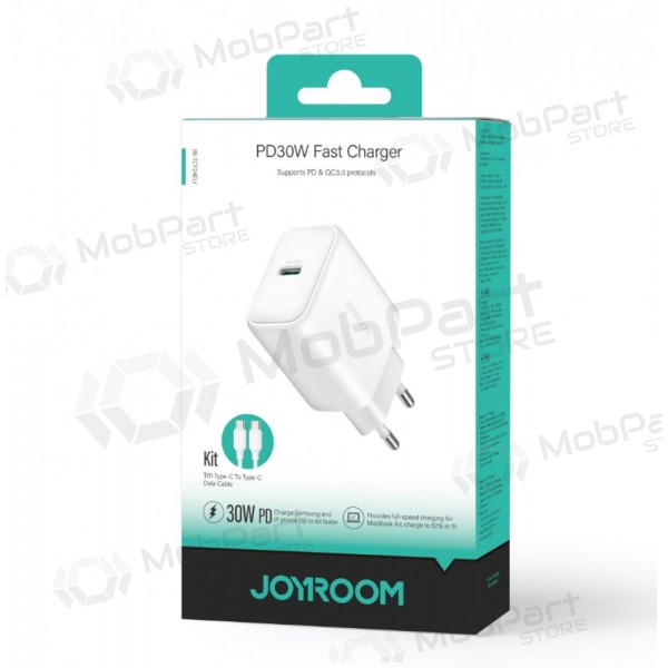 Caricatore Joyroom JR-TCF24 USB-C PD30W + USB-C to USB-C cable 1.0m bianca