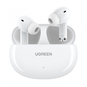 senza filis ausinės Ugreen WS200 HiTune T6 Active Noise-Cancelling Earbuds baltos