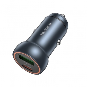 Caricatore per auto Borofone BZ32A USB-C/USB-A 30W grigio