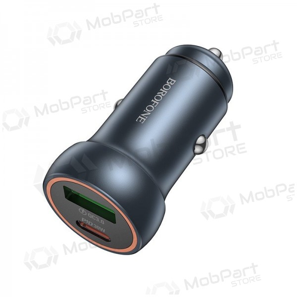 Caricatore per auto Borofone BZ32A USB-C/USB-A 30W grigio