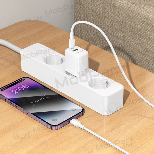 Caricatore Borofone BN29 30W USB-C/USB-A + USB-C to Lightning cable 1.0m bianca