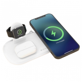 Caricatore senza fili Devia 3in1 Smart Phone, Apple Watch, Airpods (bianca)