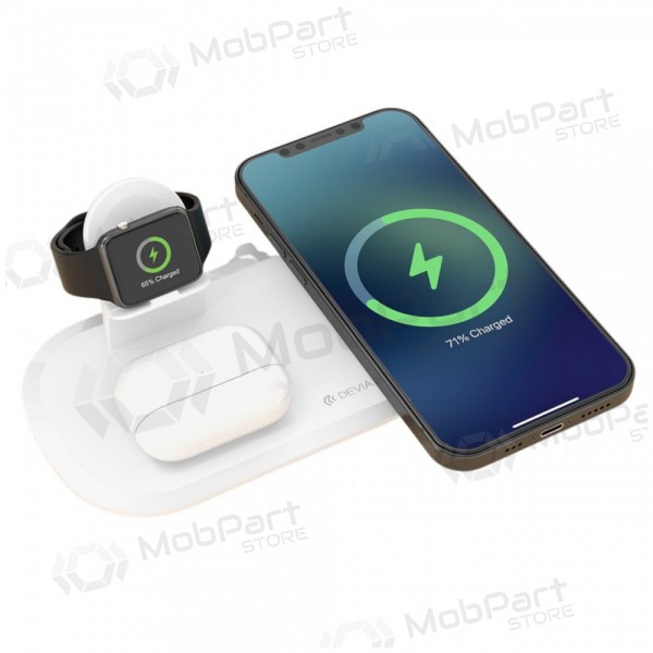 Caricatore senza fili Devia 3in1 Smart Phone, Apple Watch, Airpods (bianca)