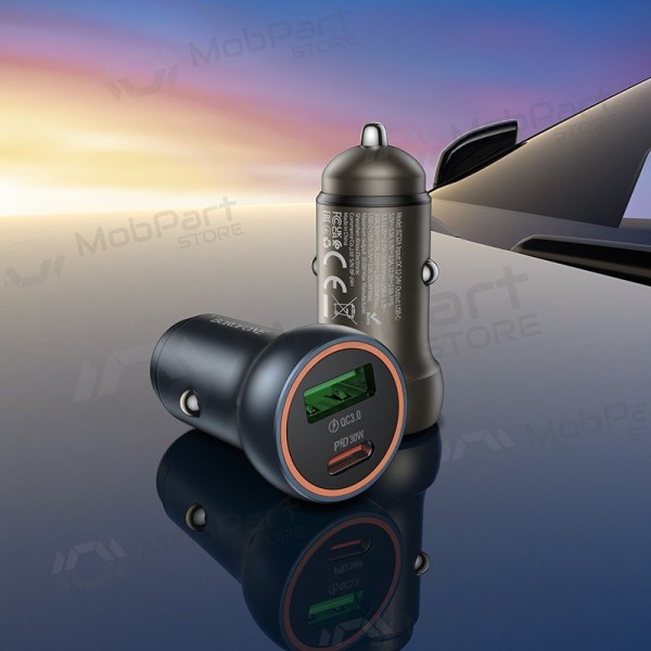 Caricatore per auto Borofone BZ32A USB-C/USB-A 30W grigio