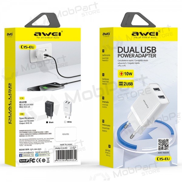 Caricatore Awei C15-EU 2xUSB-A 10W bianca