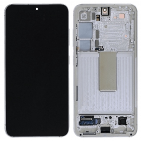 Samsung Galaxy S23 schermo / display (kreminė) (con una cornice) (originale)