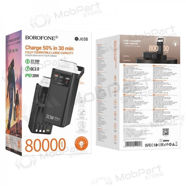 Batteria esterna Power Bank Borofone BJ65B 22.5W 80000mAh nero