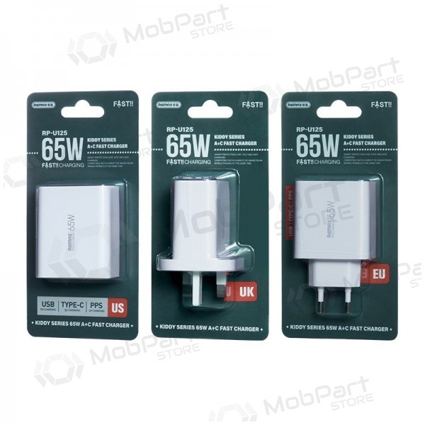 Caricatore Remax RP-U125 65W GaN USB-C/USB-A bianca