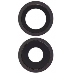 Apple iPhone 11 vetro della fotocamera (2pz) (nero) (con una cornice)