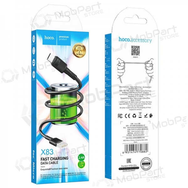 USB cavo Hoco X83 USB-A to MicroUSB 1.0m nero