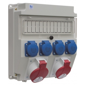 PawBol B.18.320-3-S plastikinė plokštė 13 mod +kištukiniai lizdai (4x16A/250V 1x32A/5P 1x16A/5P)