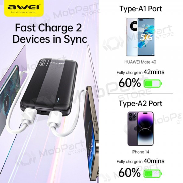Batteria esterna Power Bank Awei P20K 5V/2.4A 10000mAh nero